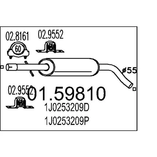 Stredný tlmič výfuku MTS 01.59810