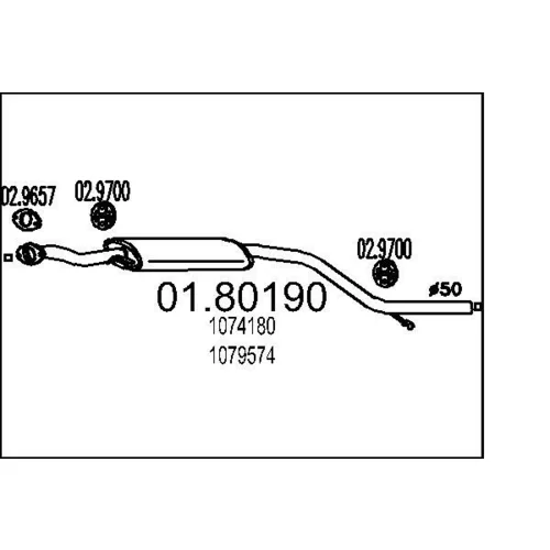 Stredný tlmič výfuku MTS 01.80190