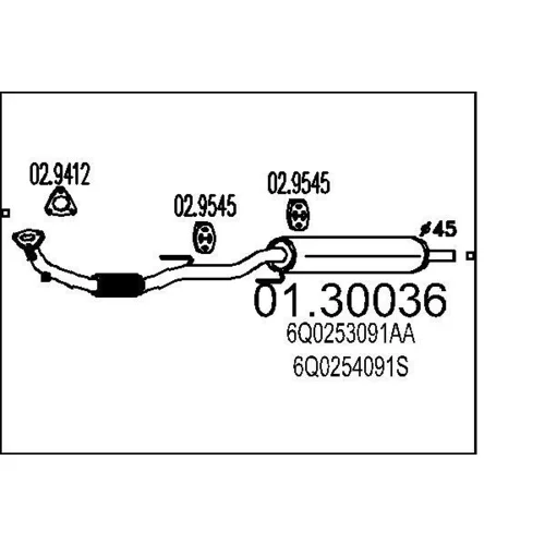 Predný tlmič výfuku MTS 01.30036