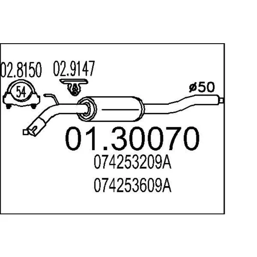 Predný tlmič výfuku MTS 01.30070