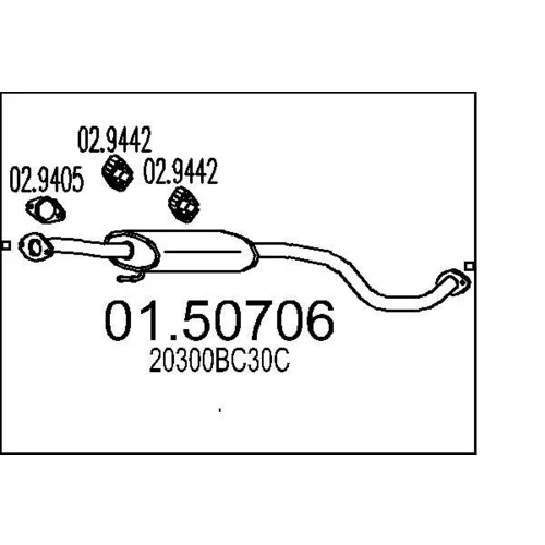 Stredný tlmič výfuku MTS 01.50706