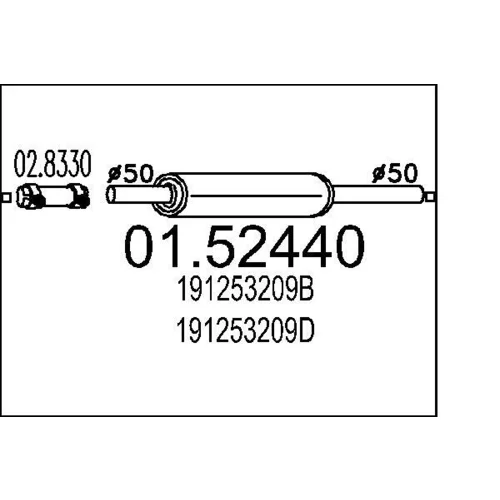 Stredný tlmič výfuku MTS 01.52440