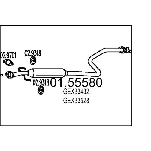 Stredný tlmič výfuku MTS 01.55580