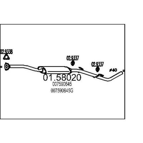 Stredný tlmič výfuku MTS 01.58020