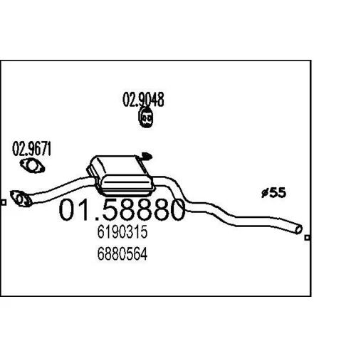 Stredný tlmič výfuku MTS 01.58880