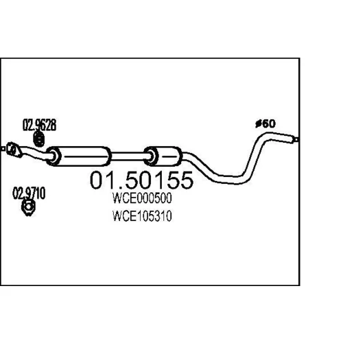 Stredný tlmič výfuku MTS 01.50155