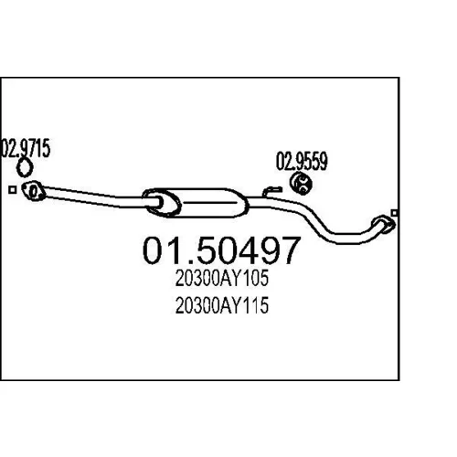Stredný tlmič výfuku MTS 01.50497