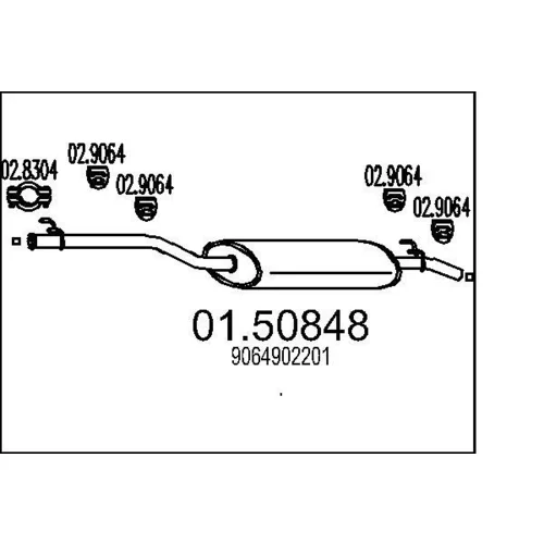Stredný tlmič výfuku MTS 01.50848
