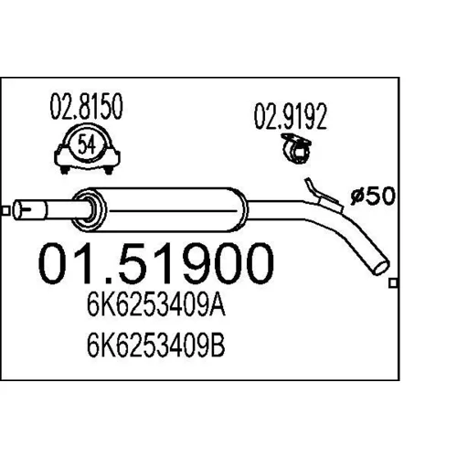 Stredný tlmič výfuku 01.51900 /MTS/