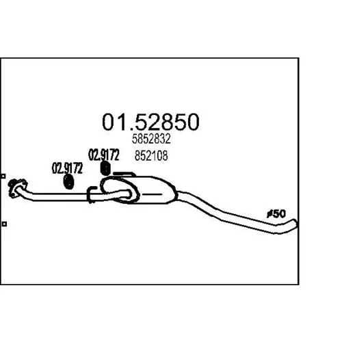 Stredný tlmič výfuku 01.52850 /MTS/