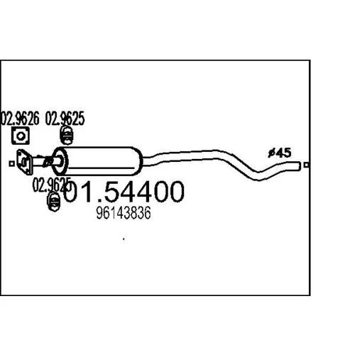 Stredný tlmič výfuku MTS 01.54400