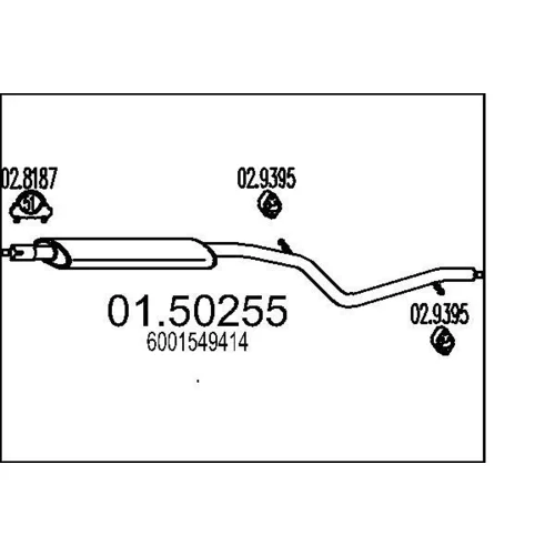 Stredný tlmič výfuku MTS 01.50255