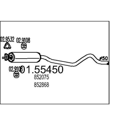 Stredný tlmič výfuku MTS 01.55450