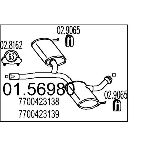 Stredný tlmič výfuku MTS 01.56980