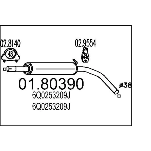 Stredný tlmič výfuku MTS 01.80390