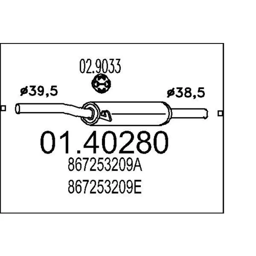 Stredný tlmič výfuku MTS 01.40280