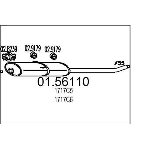 Stredný tlmič výfuku MTS 01.56110