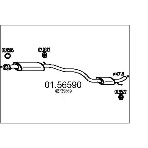 Stredný tlmič výfuku MTS 01.56590