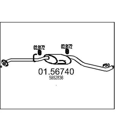 Stredný tlmič výfuku MTS 01.56740