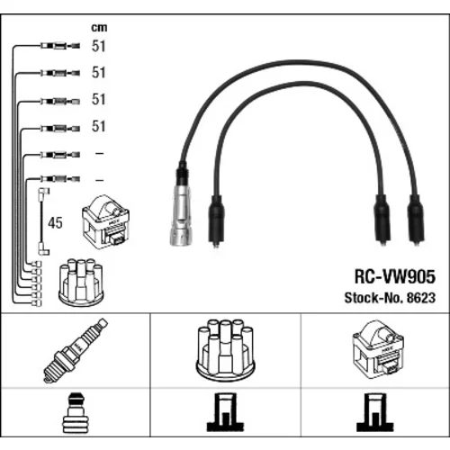 Sada zapaľovacích káblov NGK 8623