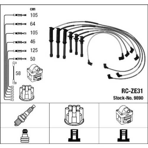 Sada zapaľovacích káblov NGK 9890