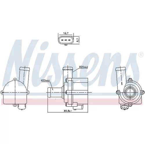 Vodné čerpadlo, chladenie motora NISSENS 832121