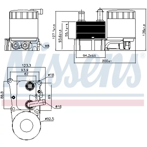 Chladič motorového oleja NISSENS 90696 - obr. 1