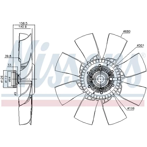 Spojka ventilátora chladenia NISSENS 86103