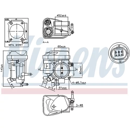 Hrdlo škrtiacej klapky 955002 /NISSENS/ - obr. 6