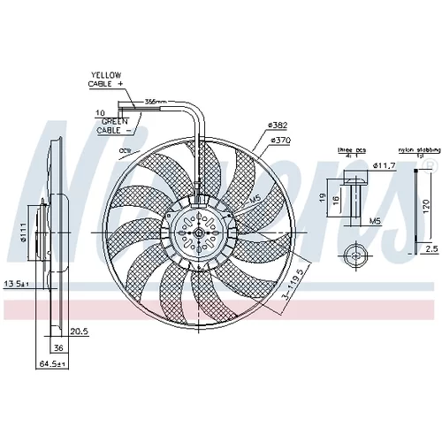 Ventilátor chladenia motora NISSENS 85732