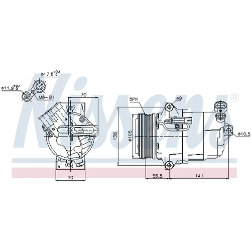 Kompresor klimatizácie NISSENS 89038 - obr. 4