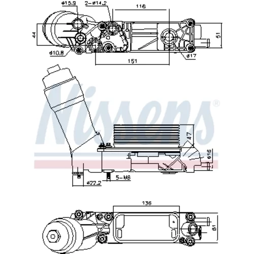 Chladič motorového oleja NISSENS 91335