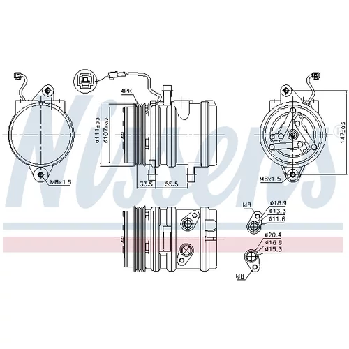 Kompresor klimatizácie NISSENS 89275 - obr. 4