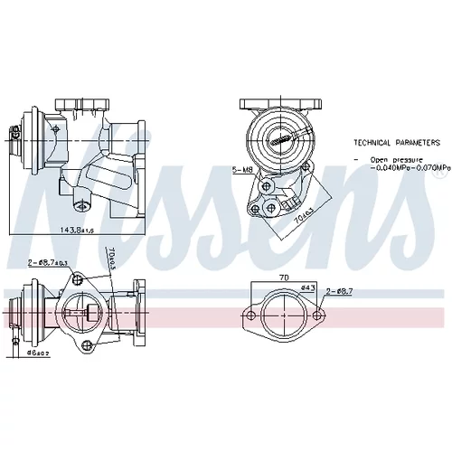 EGR ventil NISSENS 98476