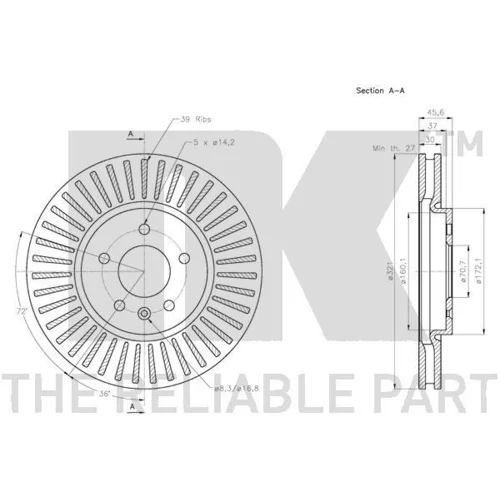 Brzdový kotúč NK 313675 - obr. 2