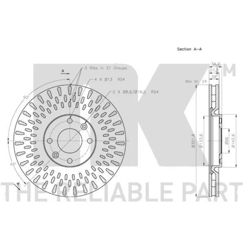 Brzdový kotúč NK 313737 - obr. 2