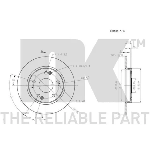 Brzdový kotúč NK 312655 - obr. 2