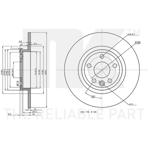 Brzdový kotúč NK 314054 - obr. 2