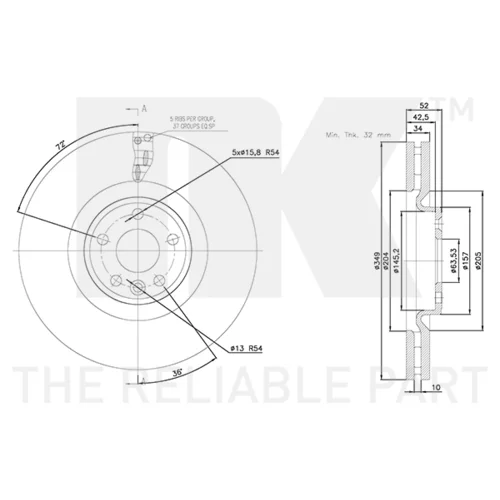 Brzdový kotúč NK 314057 - obr. 2