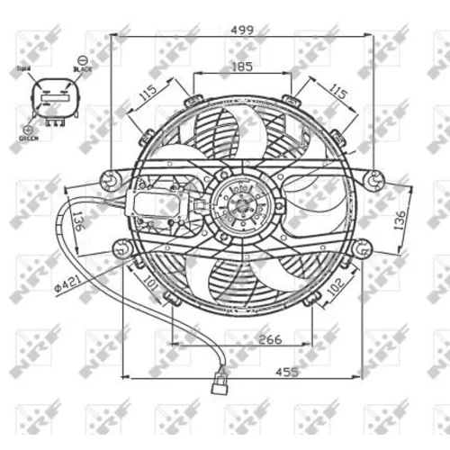 Ventilátor chladenia motora NRF 47747