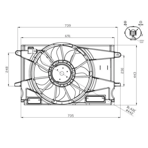 Ventilátor chladenia motora NRF 47951