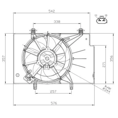 Ventilátor chladenia motora NRF 47957