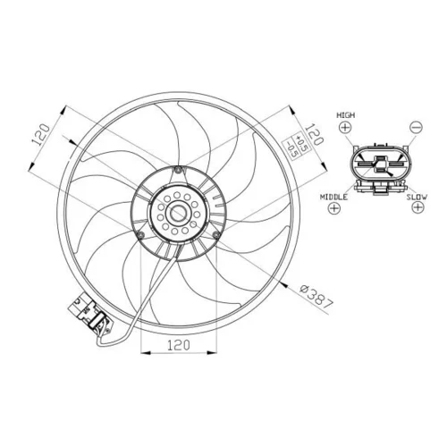 Ventilátor chladenia motora NRF 47914