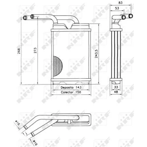 Výmenník tepla vnútorného kúrenia NRF 52214 - obr. 3