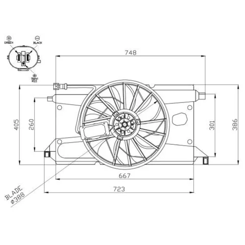 Ventilátor chladenia motora NRF 47961