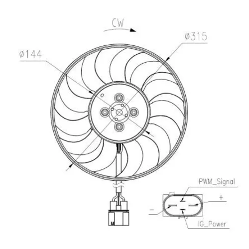 Ventilátor chladenia motora NRF 47970