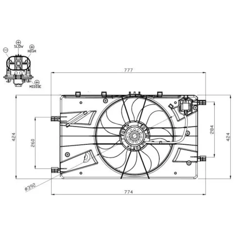 Ventilátor chladenia motora NRF 47878