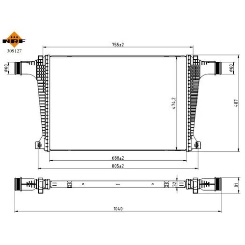 Chladič plniaceho vzduchu NRF 309127 - obr. 4