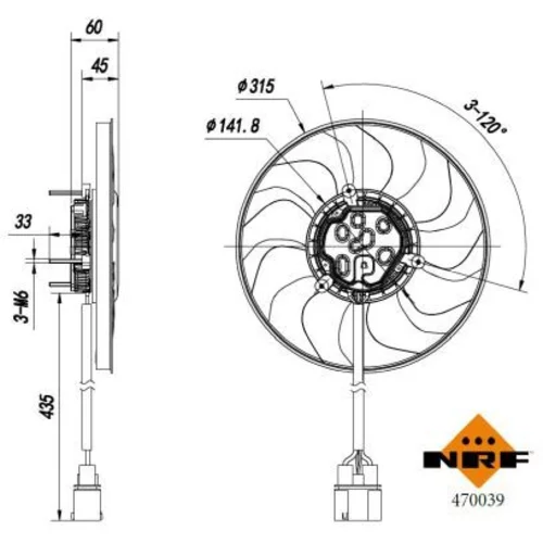 Ventilátor chladenia motora NRF 470039