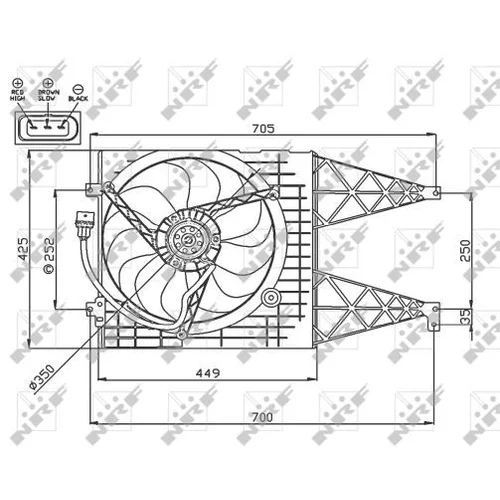 Ventilátor chladenia motora NRF 47744